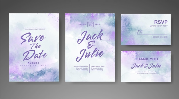 Wedding invitation with abstract watercolor background