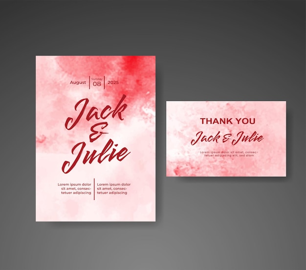 Wedding invitation with abstract watercolor background