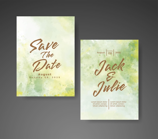 Wedding invitation with abstract watercolor background