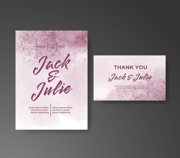 Wedding invitation with abstract watercolor background