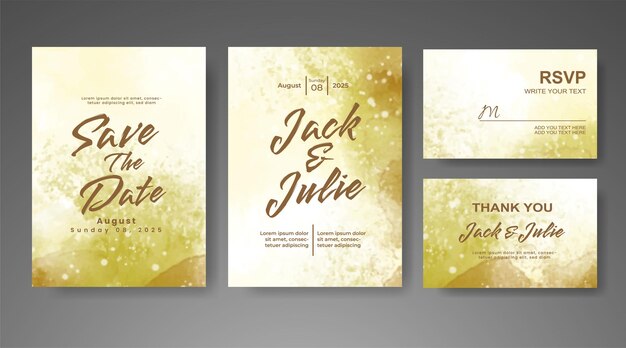 Vector wedding invitation with abstract watercolor background