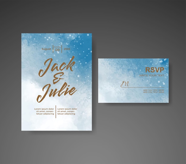 Vector wedding invitation with abstract watercolor background