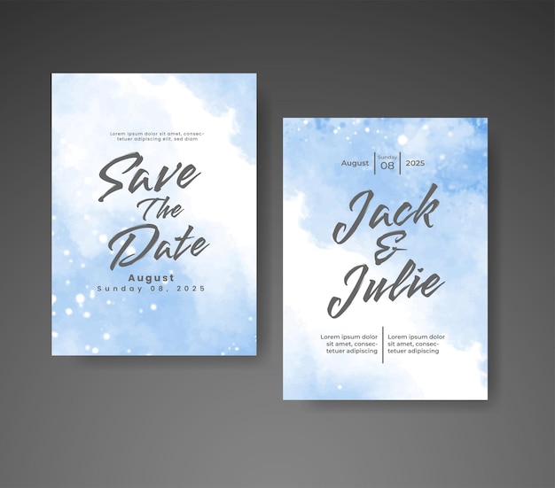 Wedding invitation with abstract watercolor background