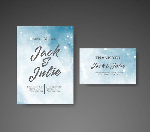 Wedding invitation with abstract watercolor background