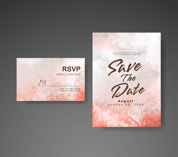 Wedding invitation with abstract watercolor background