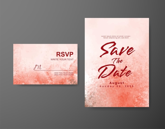 Wedding invitation with abstract watercolor background