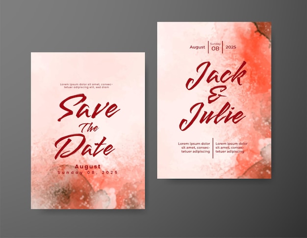 Wedding invitation with abstract watercolor background