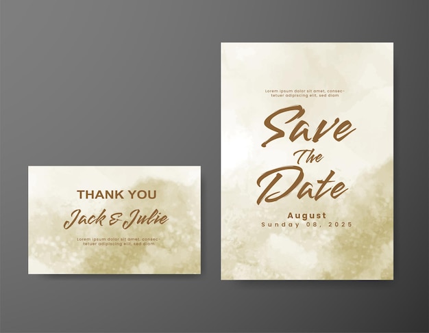 Vector wedding invitation with abstract watercolor background