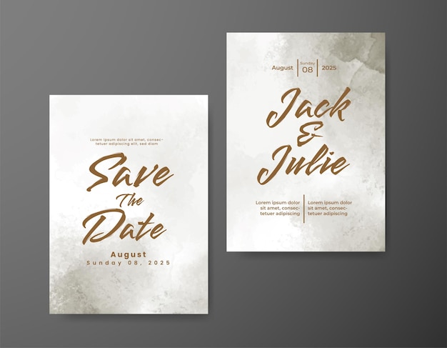 Wedding invitation with abstract watercolor background