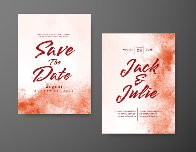 Wedding invitation with abstract watercolor background