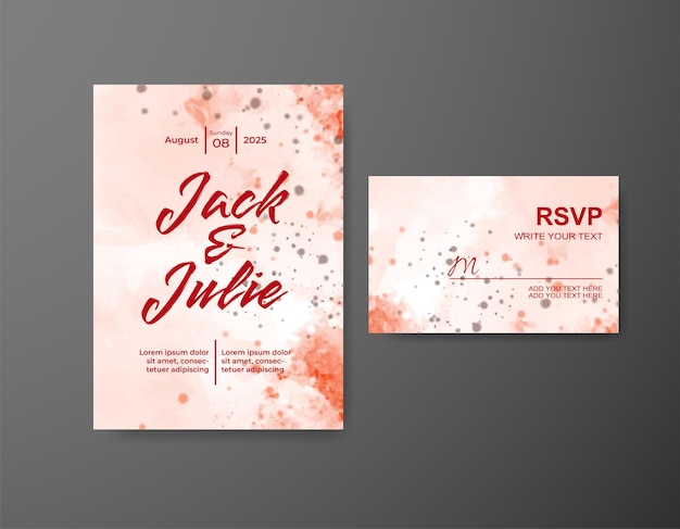 Wedding invitation with abstract watercolor background