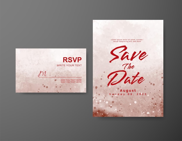 Wedding invitation with abstract watercolor background