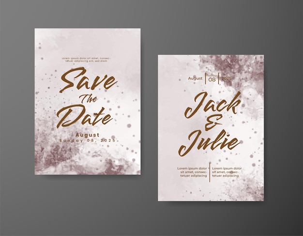 Wedding invitation with abstract watercolor background