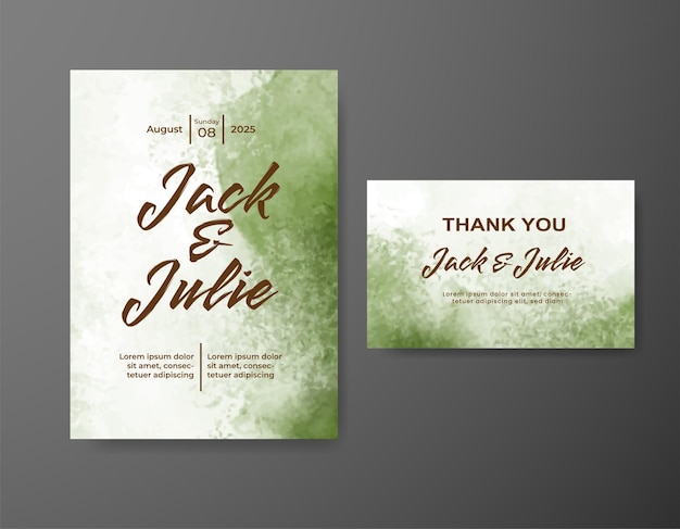 Vector wedding invitation with abstract watercolor background