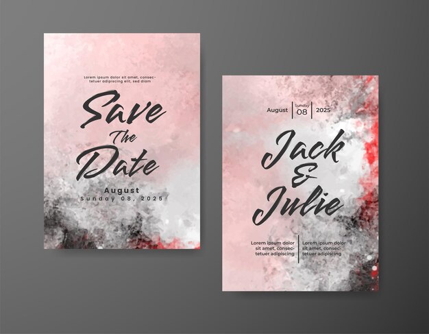 Vector wedding invitation with abstract watercolor background