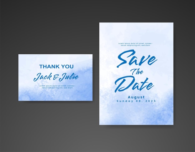 Wedding invitation with abstract watercolor background