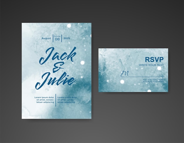 Vector wedding invitation with abstract watercolor background