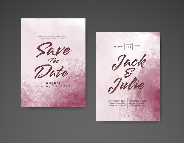 Wedding invitation with abstract watercolor background