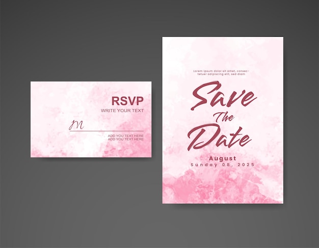 Wedding invitation with abstract watercolor background