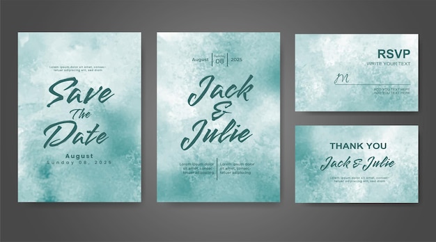 Vector wedding invitation with abstract watercolor background