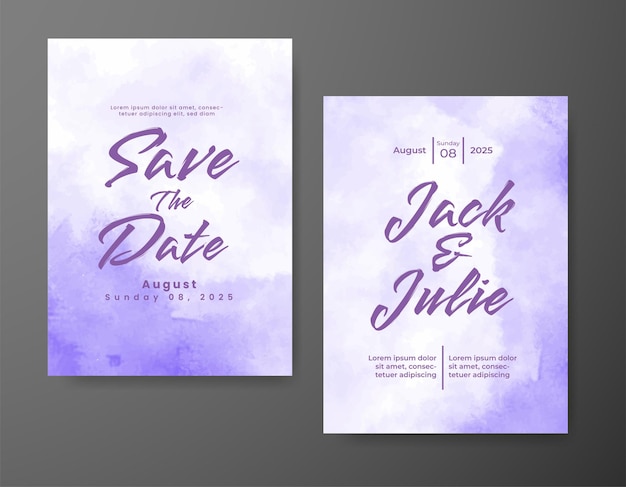 Wedding invitation with abstract watercolor background