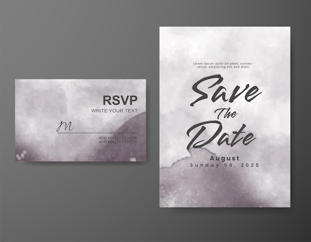 Wedding invitation with abstract watercolor background