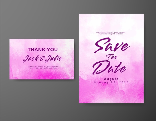 Wedding invitation with abstract watercolor background