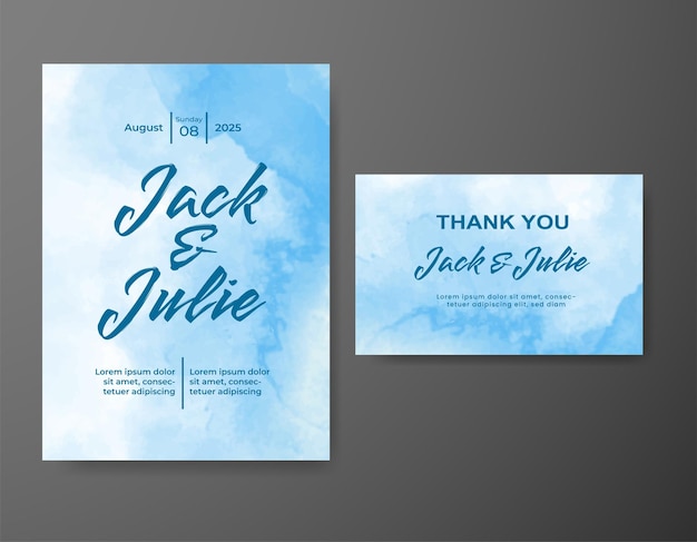 Wedding invitation with abstract watercolor background