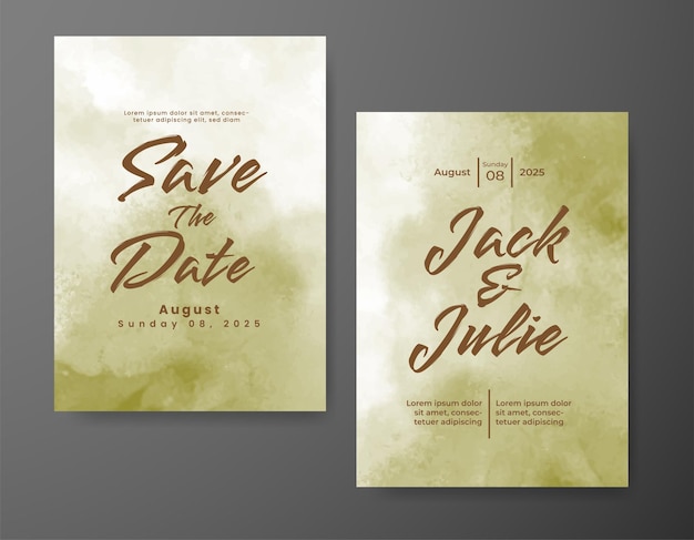 Wedding invitation with abstract watercolor background