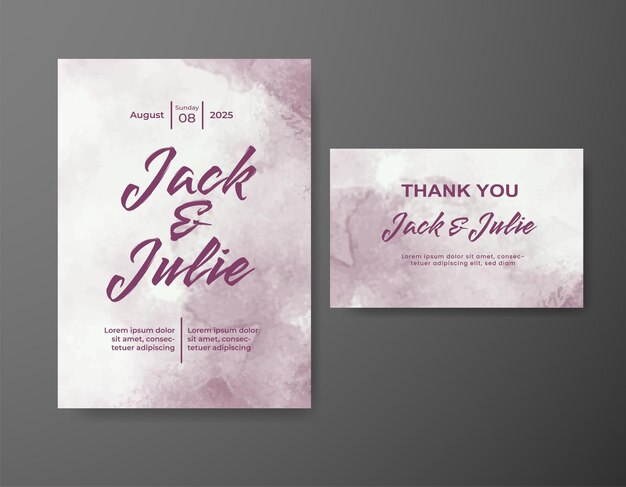 Wedding invitation with abstract watercolor background