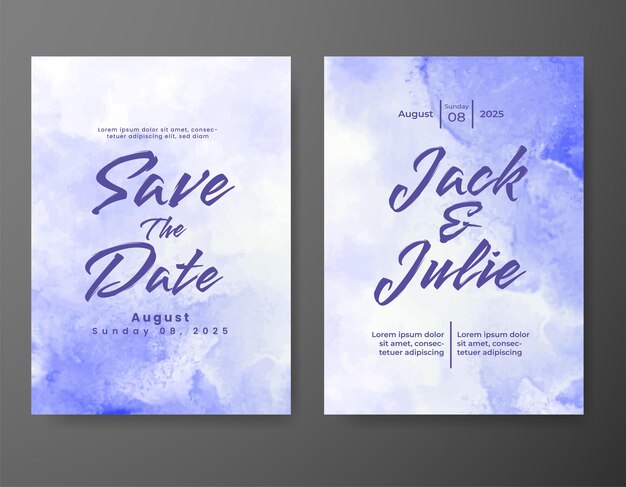 Wedding invitation with abstract watercolor background