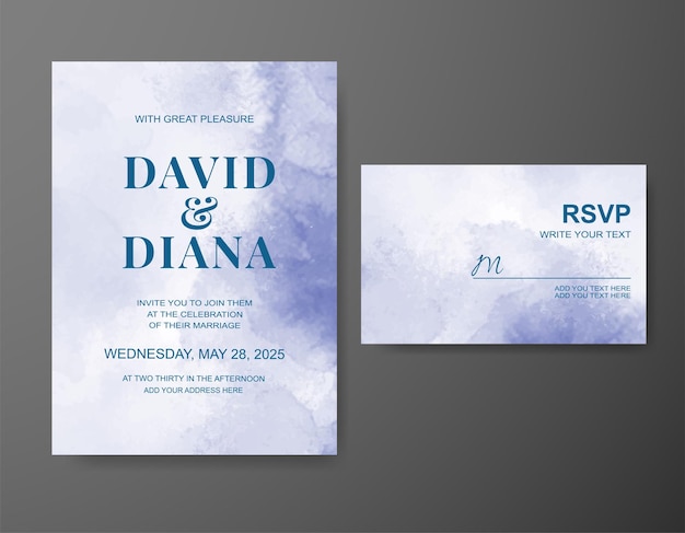 Wedding invitation with abstract watercolor background