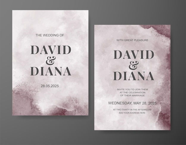 Wedding invitation with abstract watercolor background