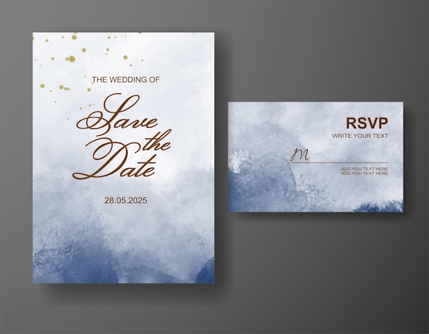 Wedding invitation with abstract watercolor background