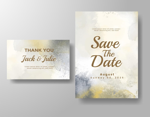 Wedding invitation with abstract watercolor background