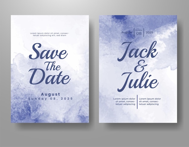 Vector wedding invitation with abstract watercolor background