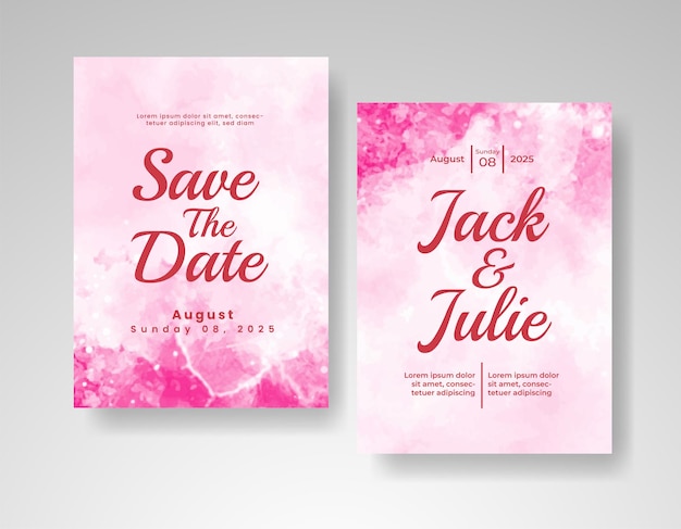 Vector wedding invitation with abstract watercolor background