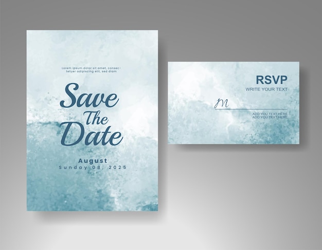 Wedding invitation with abstract watercolor background