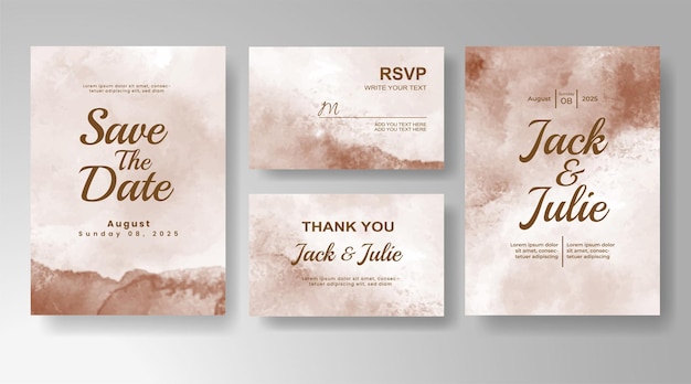 Wedding invitation with abstract watercolor background