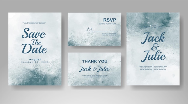 Wedding invitation with abstract watercolor background