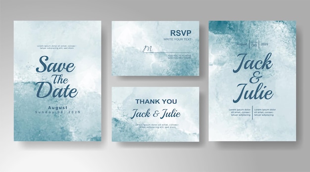 Wedding invitation with abstract watercolor background