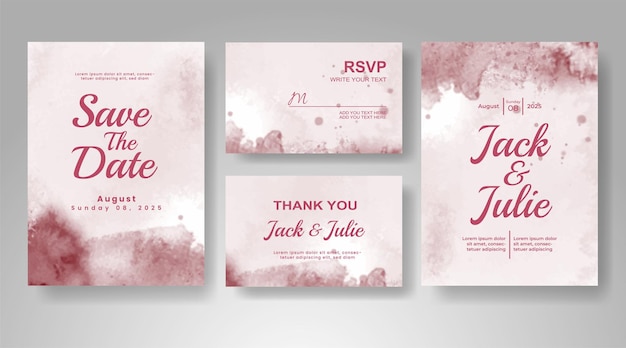 Wedding invitation with abstract watercolor background