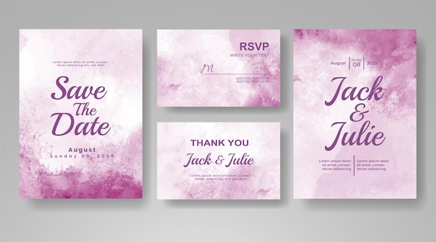 Wedding invitation with abstract watercolor background