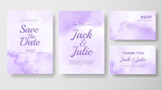 Wedding invitation with abstract watercolor background