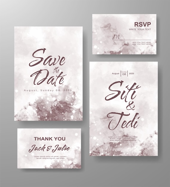 Wedding invitation with abstract watercolor background