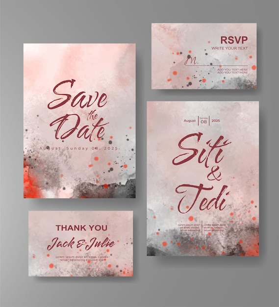 Wedding invitation with abstract watercolor background