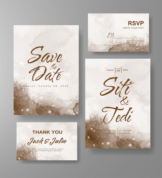 Wedding invitation with abstract watercolor background