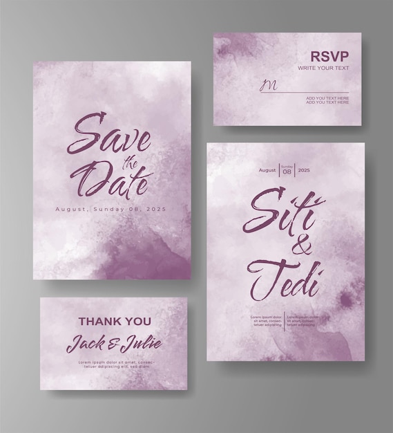 Wedding invitation with abstract watercolor background