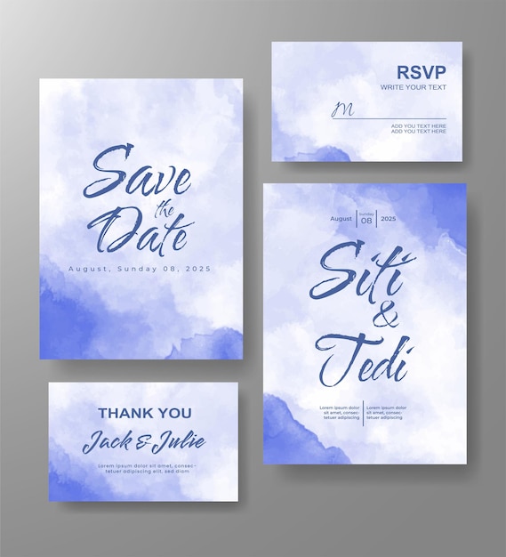 Wedding invitation with abstract watercolor background