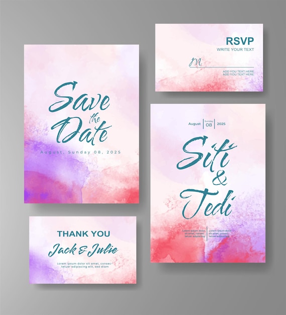 Wedding invitation with abstract watercolor background